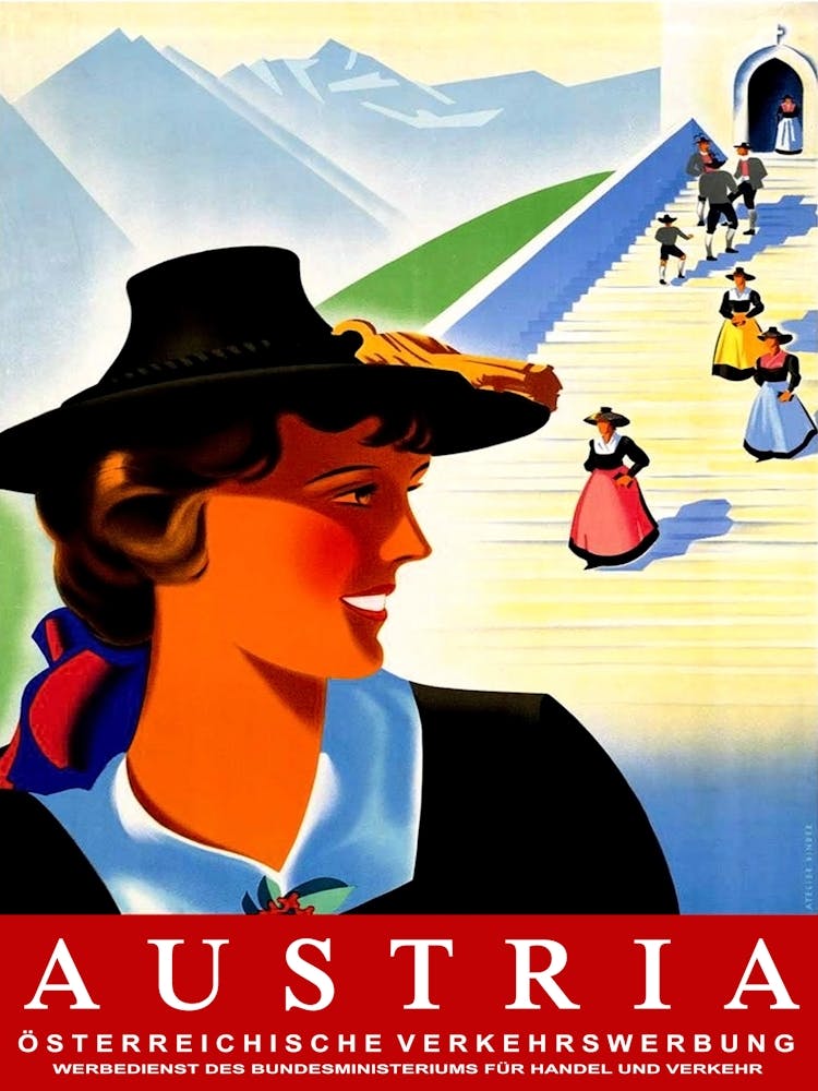 Traditional Austria, Vintage Travel Poster