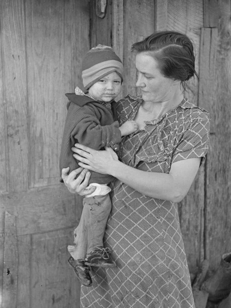 Mrs John Scott, Wife Of A Hired Man And One Of Her Six Children, Near Ringgold, Iowa By Russell Lee