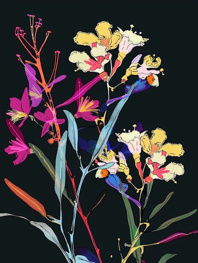 Neon Flowers On Black Statice 4