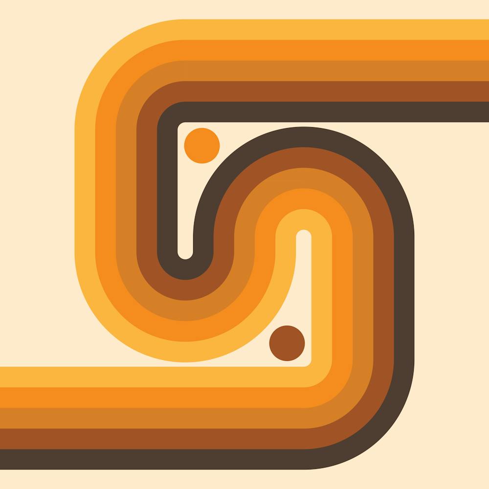 Geometric Rainbow Midcentury Modern Pattern Vintage earthy brown 1