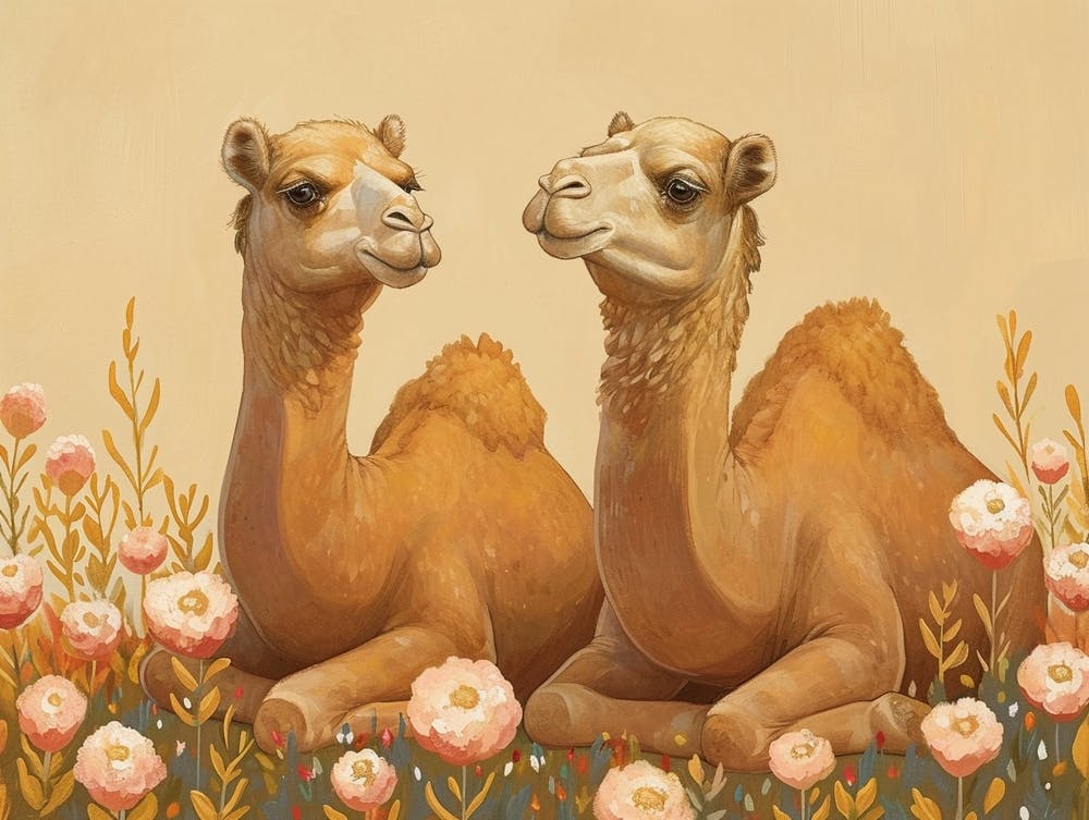 Floral Animal Illustration Camel 2