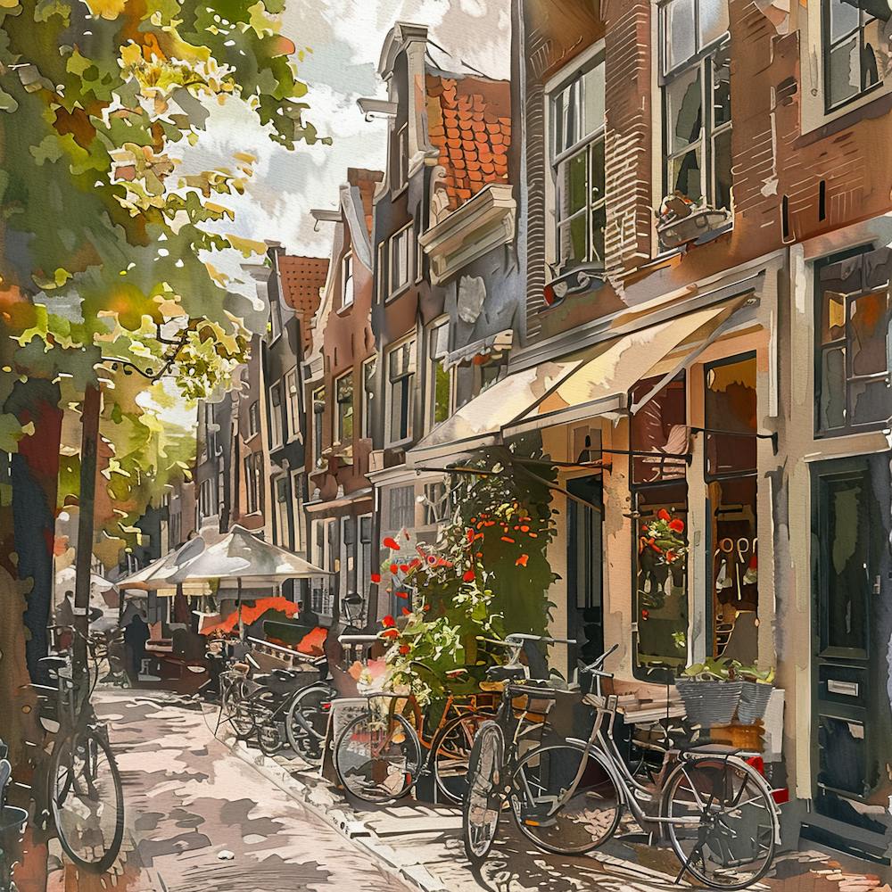 Jordaan neighborhood Series in Amsterdam Water Colour 1