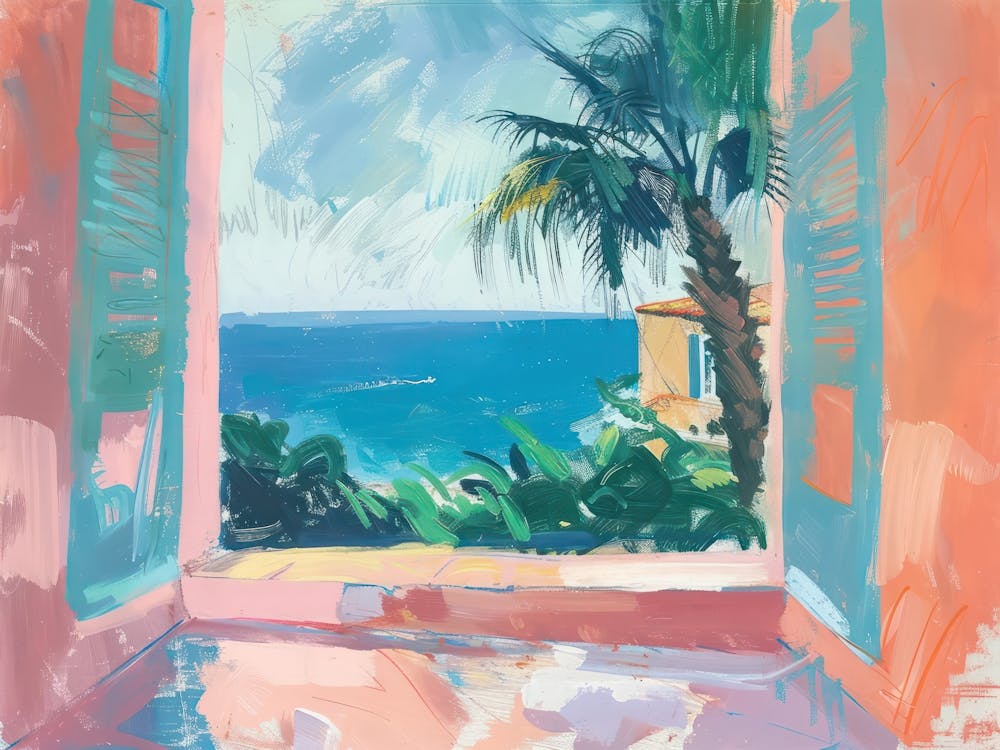 Monaco From The Window View Painting 2