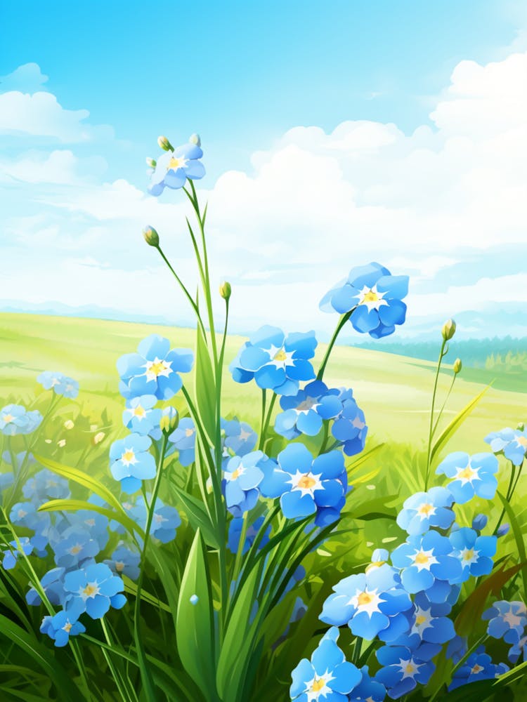 Forget Me Not In Green Field (1)