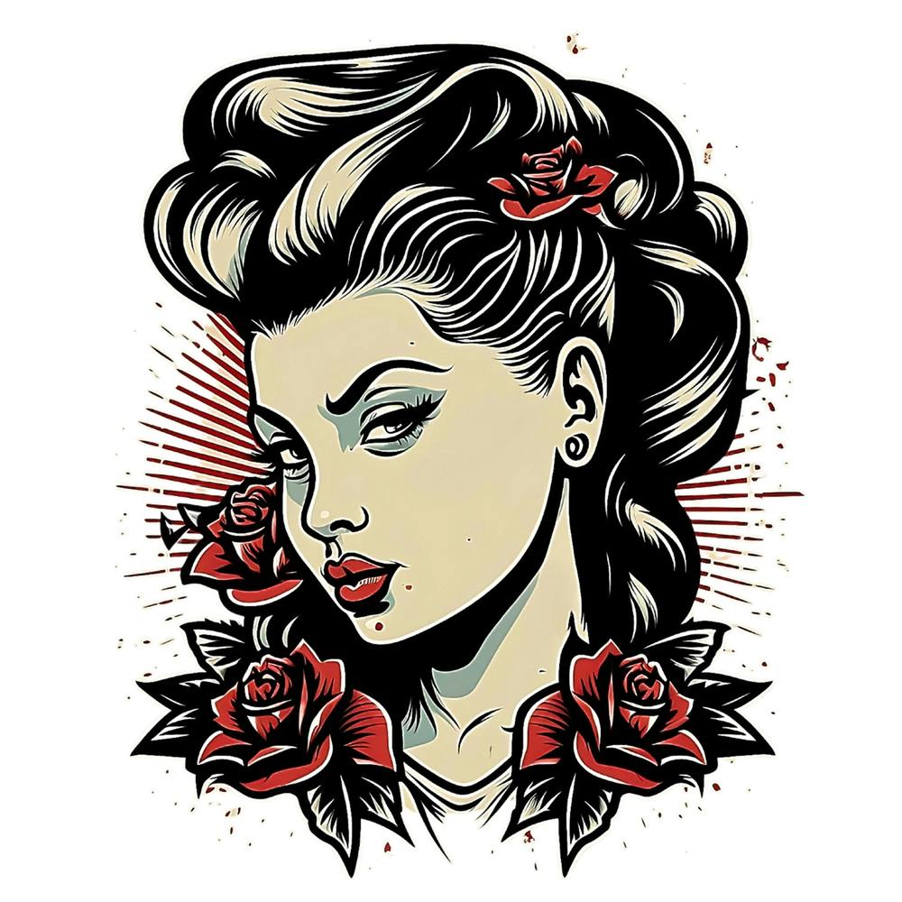 Rockabilly Girl Pinup Tattoo Art