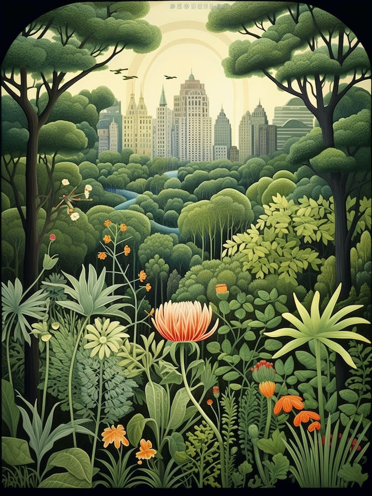 Central Park Conservatory Garden Usa Henri Rousseau Style 1