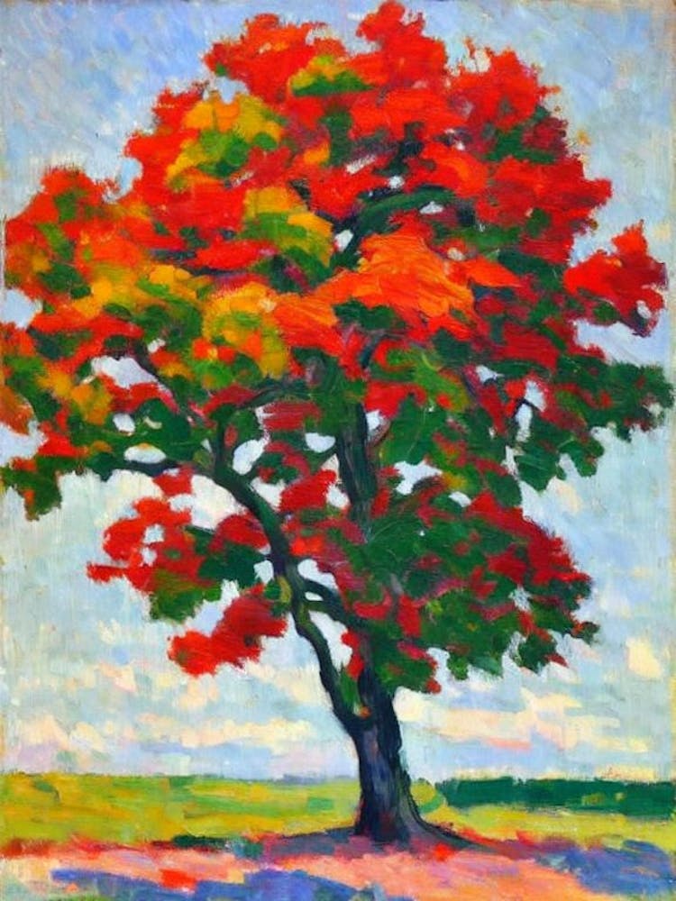 Southern Red Oak tree Abstract Block Colour