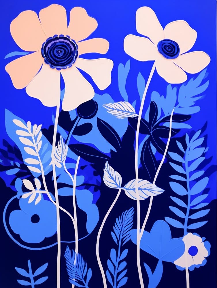 Blue Flower Illustration Daisy 3