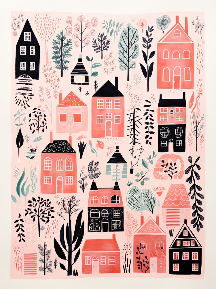 A House In London, Abstract Risograph Style 2