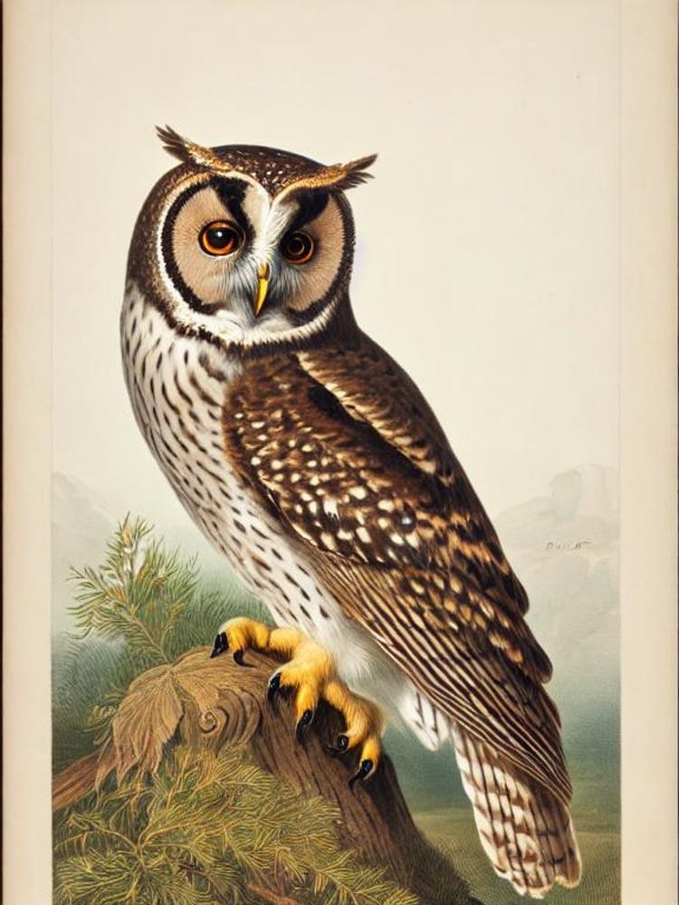 Owl James Audubon Vintage Style Bird