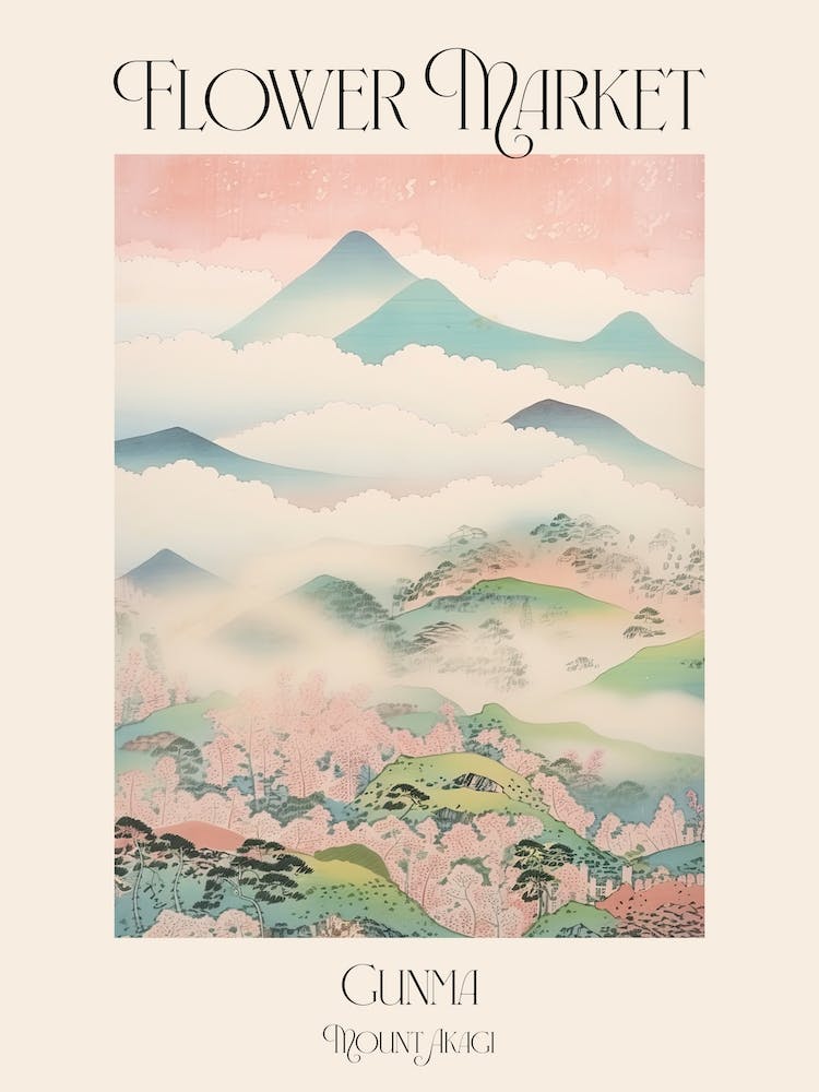 Flower Market Mount Akagi In Gunma Japanese Landscape 3 Poster