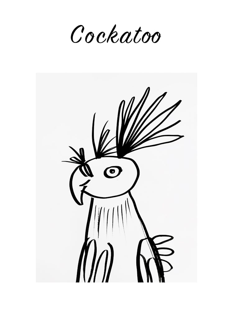 B&W Cockatoo Poster
