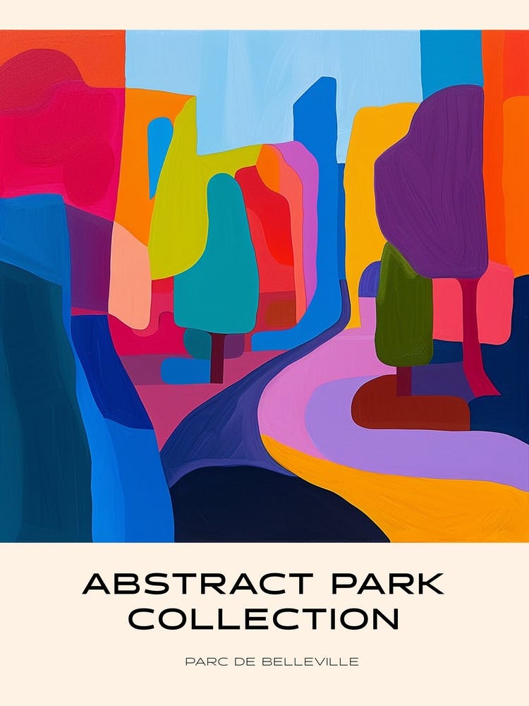 Abstract Park Collection Poster Parc De Belleville Paris France 2