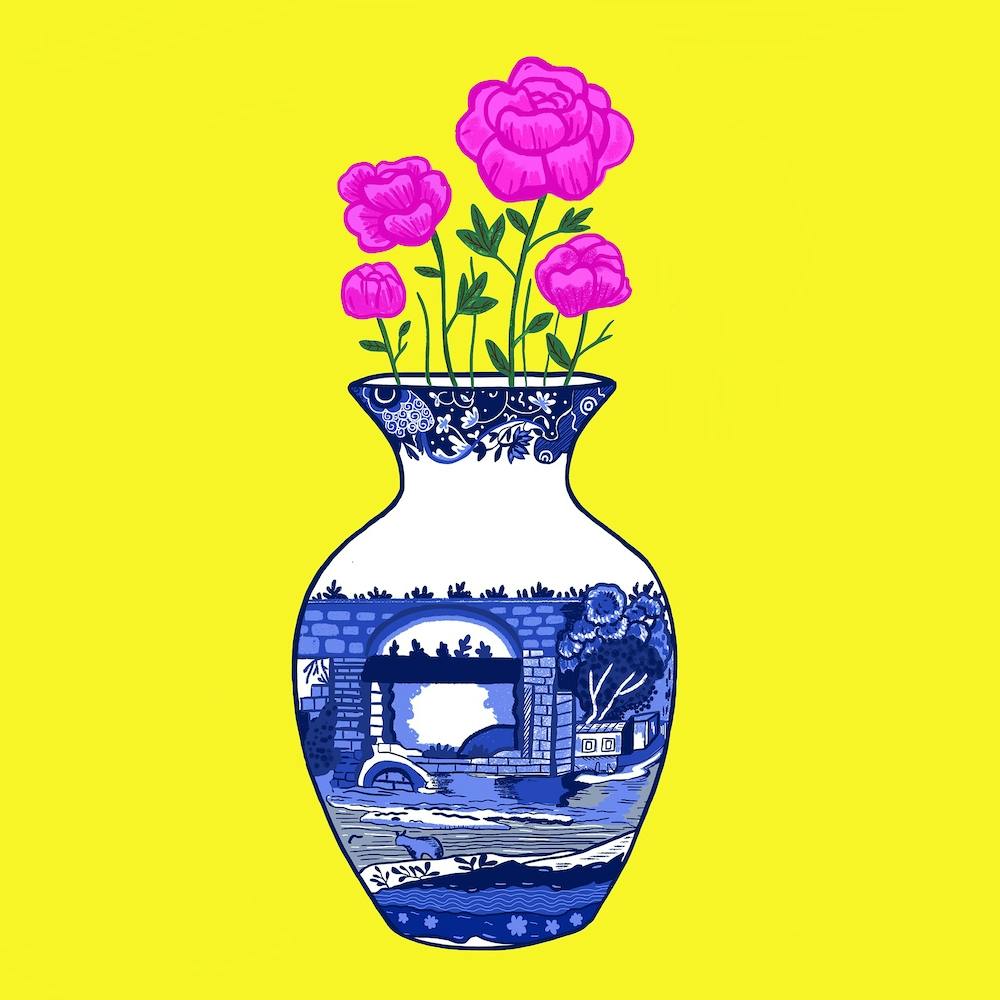 Chinoiserie Peonies Square