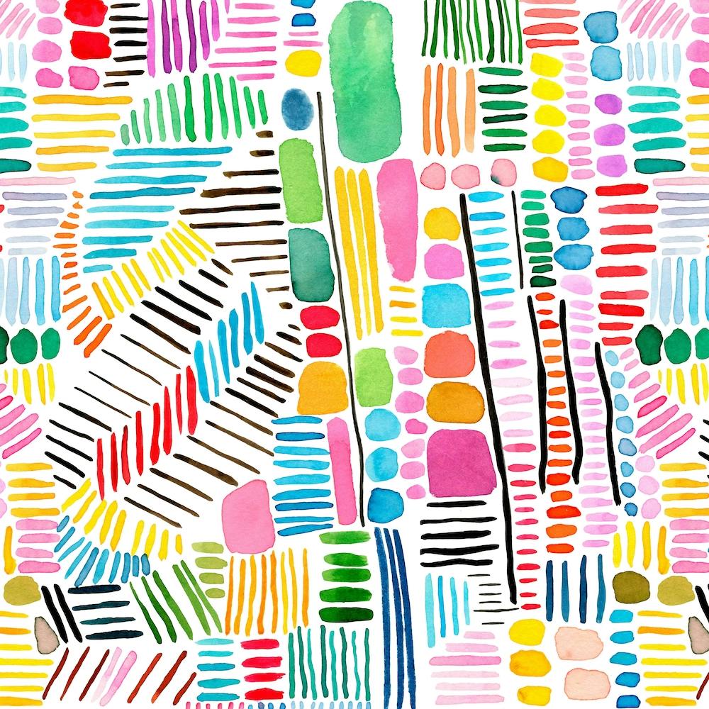 Rainbow Stitches White Bg Square