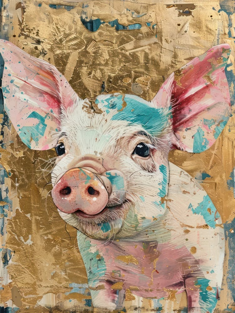 Piglet Gold Effect Collage 2