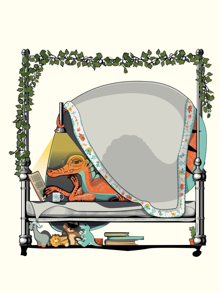 Dinosaur Spinosaurus In Bed