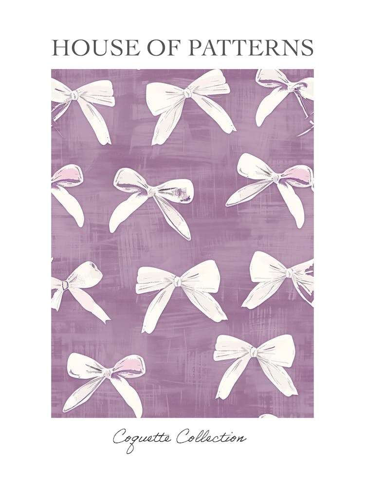 White And Lilac Bows 1 Pattern Poster