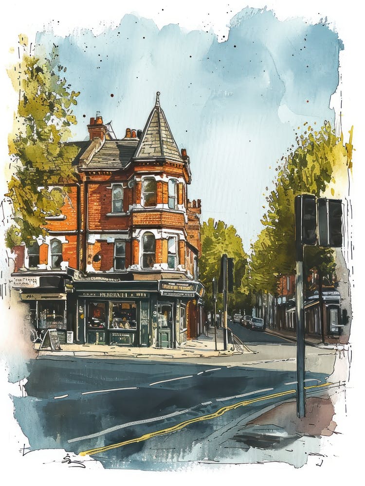 Hounslow London Borough   Street Watercolour 3