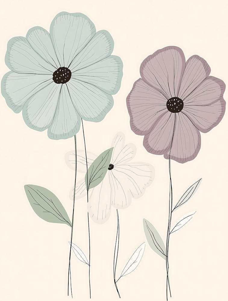 Minimalist Floral Harmony in Soft Tones