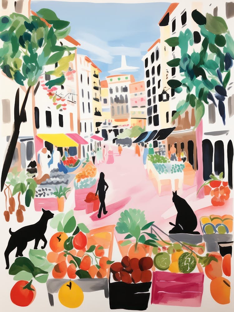 The Food Market In Malaga 3 Illustration