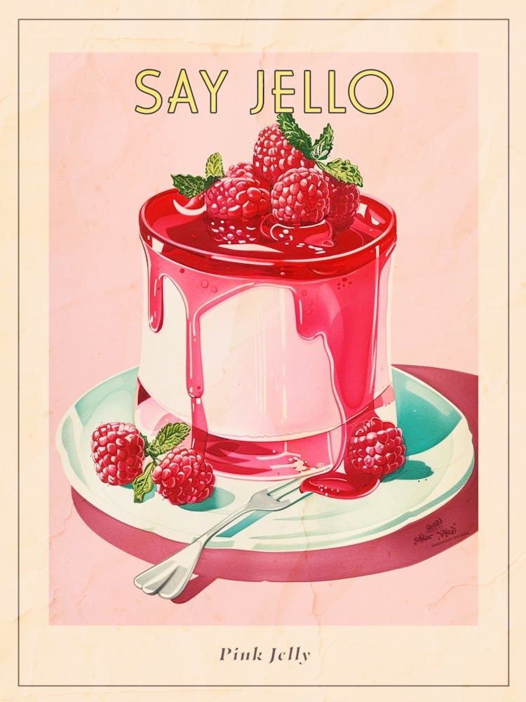 Pastel Pink Jelly Vintage Cookbook Inspired 3 Poster