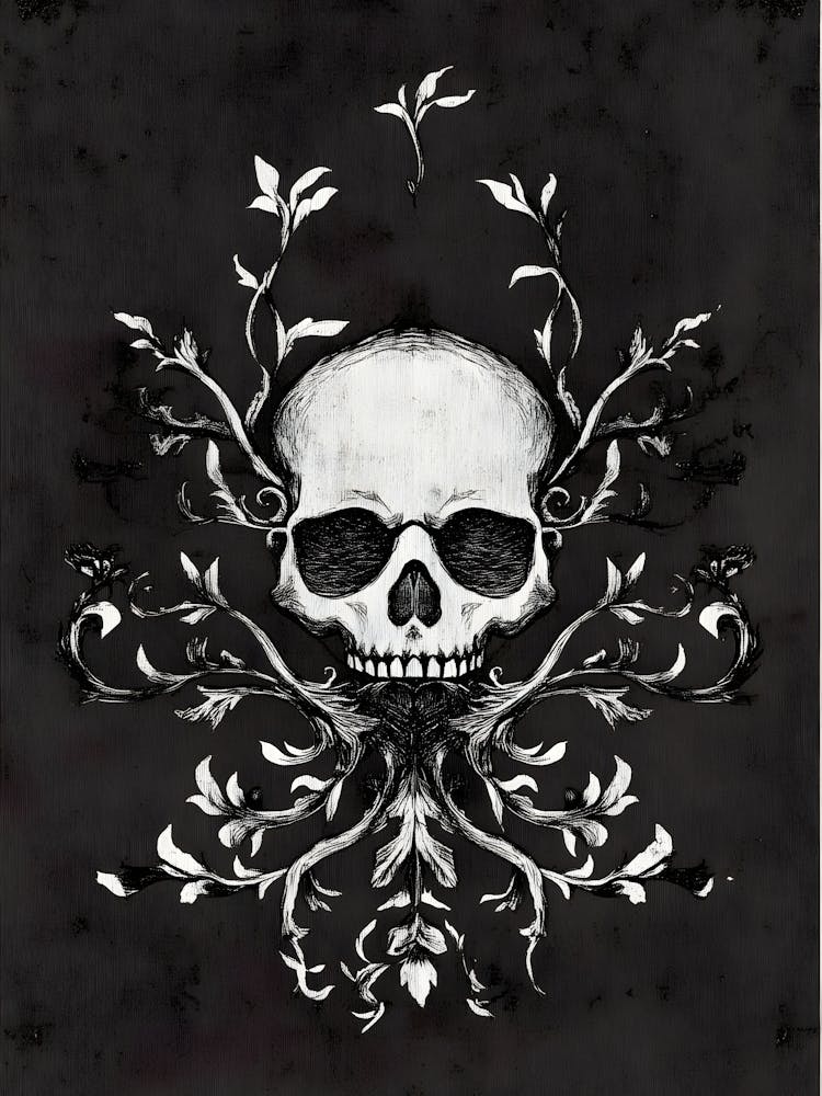 Skull And Branches Canvas Print
