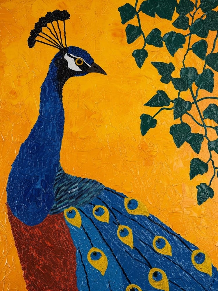 Peacock Mustard Sunset With Ivy 2