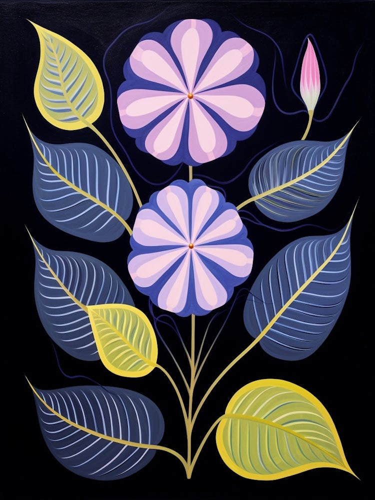 Periwinkle 4 Hilma Af Klint Inspired Flower Illustration