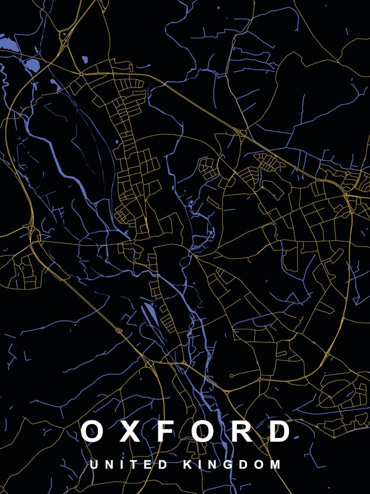 Oxford Stadtplan Schwarz und Gold