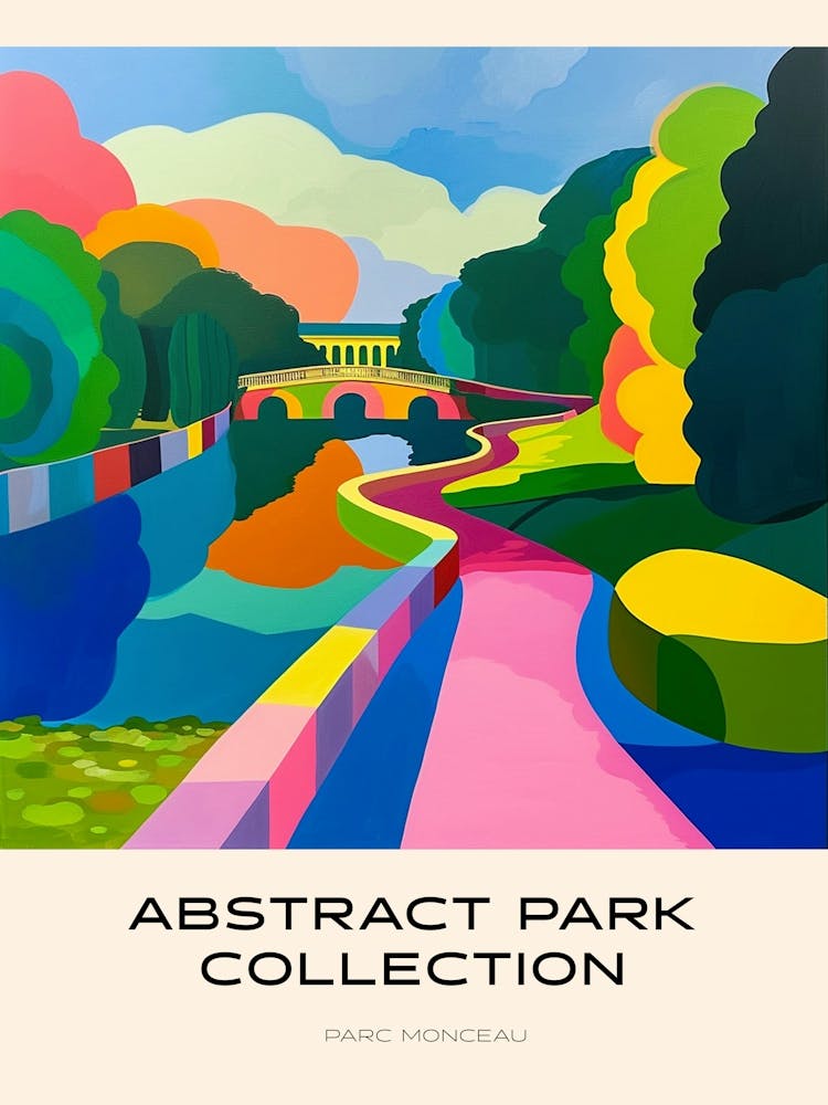Abstract Park Collection Poster Parc Monceau Paris France 1