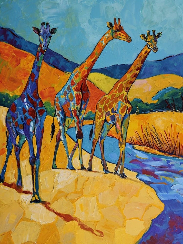 Giraffe By The River