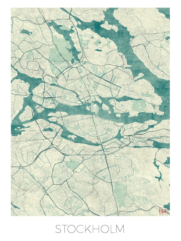 Stockholm Map Vintage in Blue