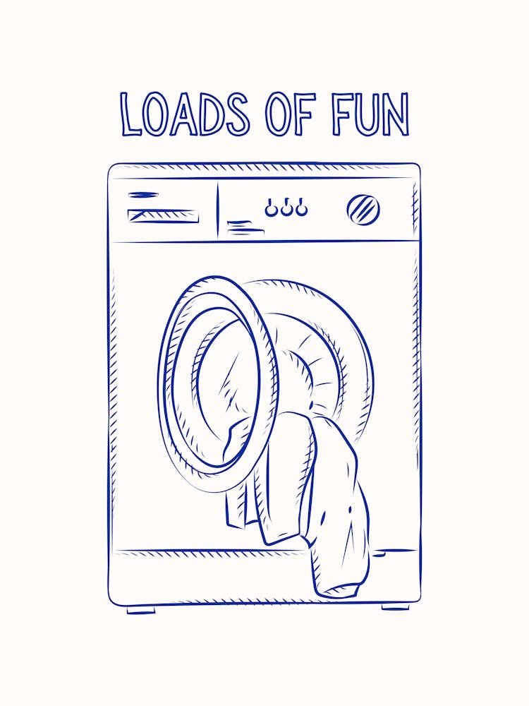 Loads Of Fun Basket Laundry Blue Poster