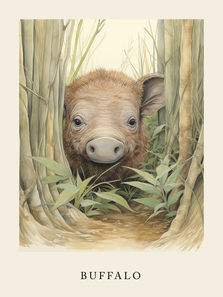 Beatrix Potter inspiriert Tier Aquarell Büffel 1