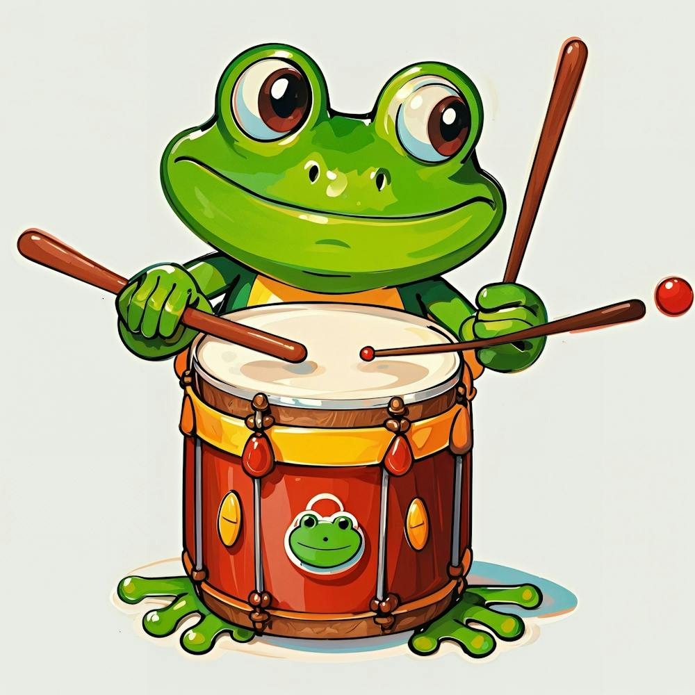 Frog Playing Drums