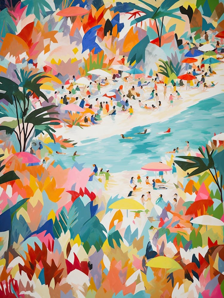 Painting Of An Aerial View Of A Beach Illustration 4
