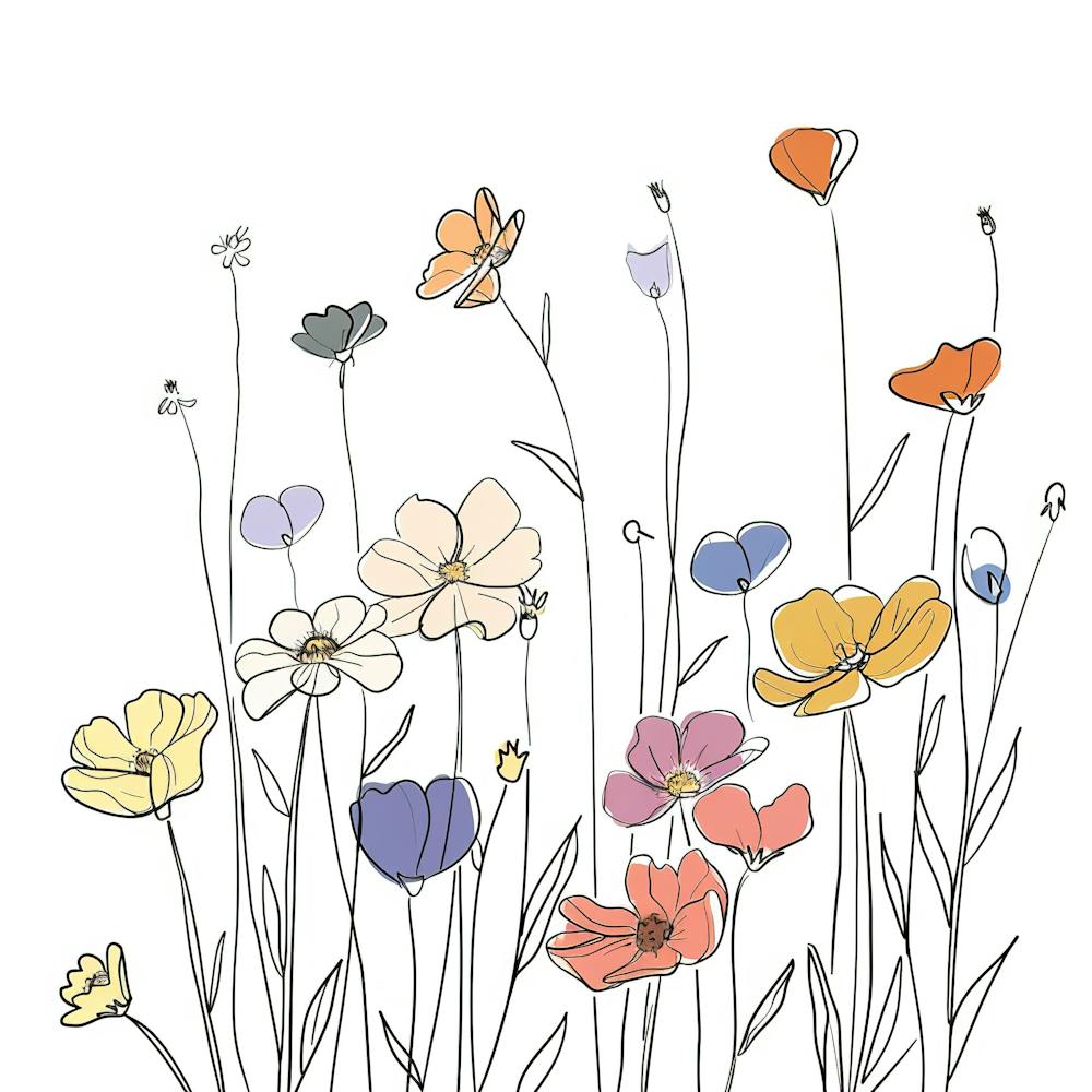 Hand Drawn Wildflowers Line Art 11