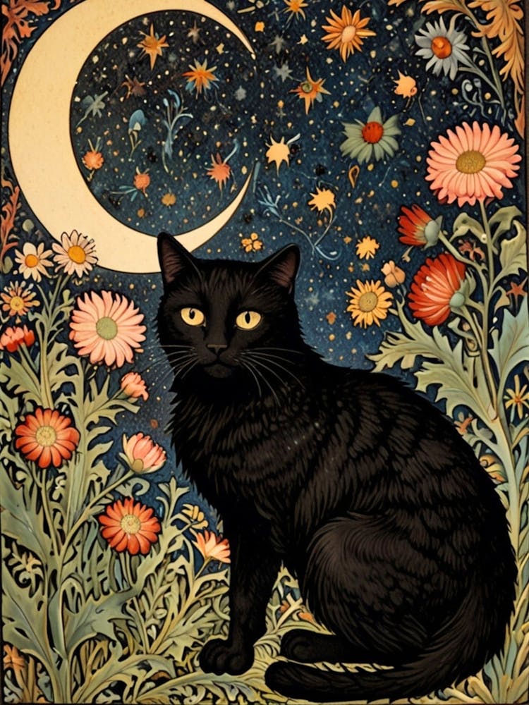 William Morris Black Cat In The Moonlight 30