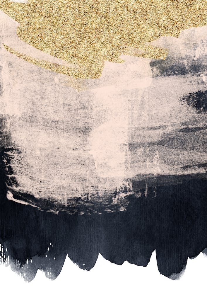 Gold Baby Pink And Dark Blue Paint Strokes
