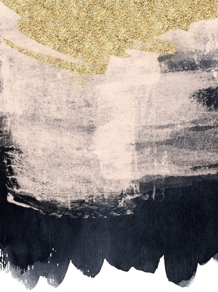 Gold Baby Pink And Dark Blue Paint Strokes