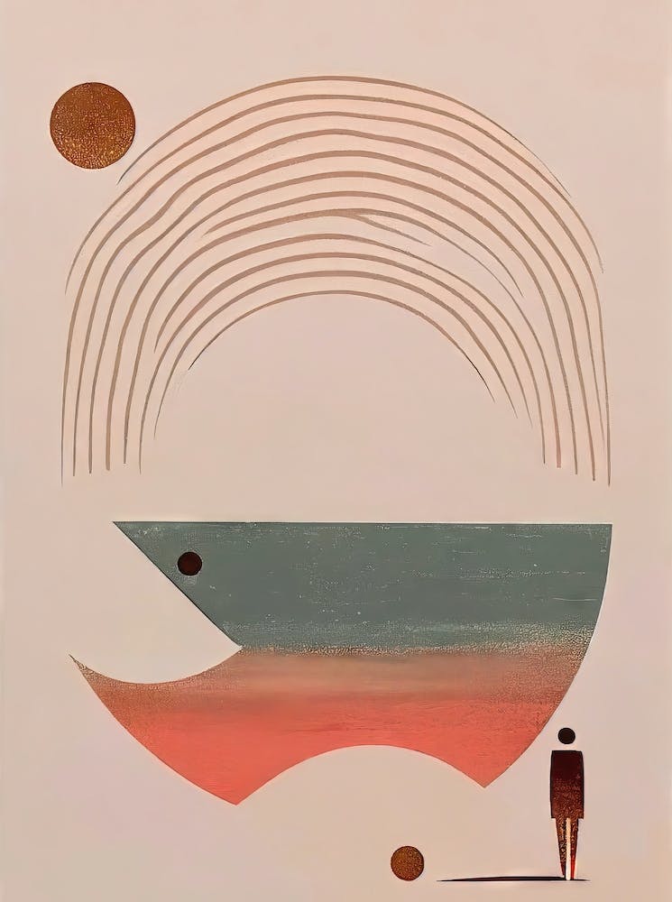 Lonely Man And His Shwado - Abstract Minimal Boho Beach