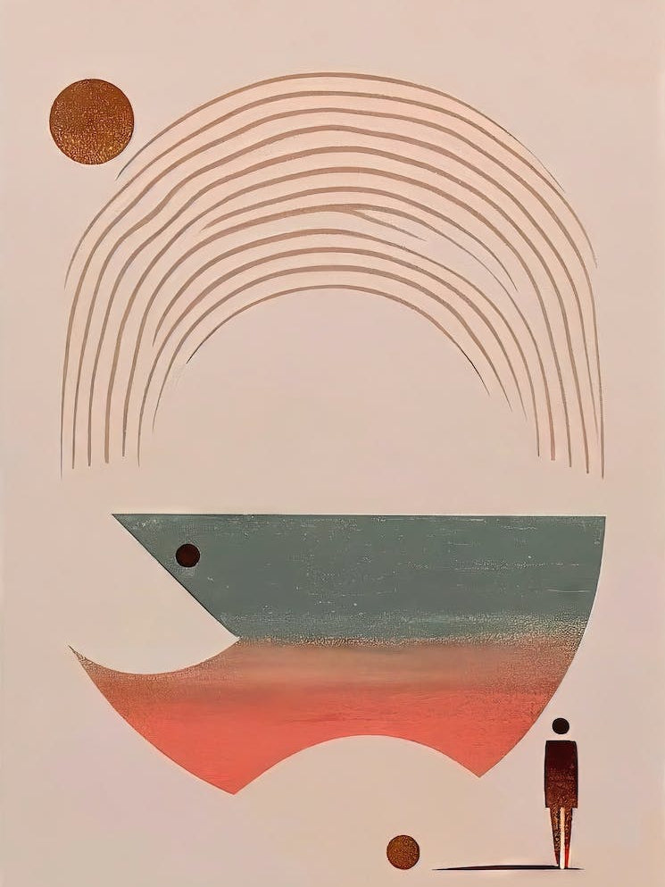 Lonely Man And His Shwado - Abstract Minimal Boho Beach