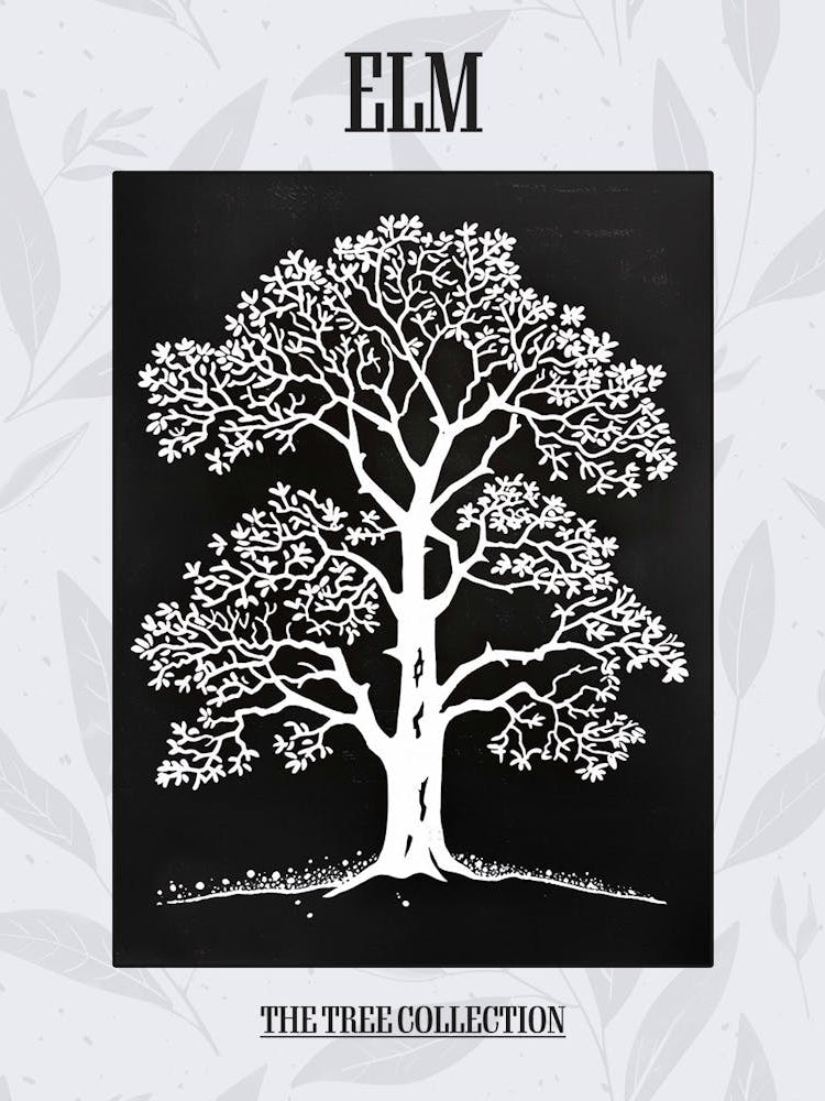 Elm Tree Simple Geometric Nature Stencil 11 Poster
