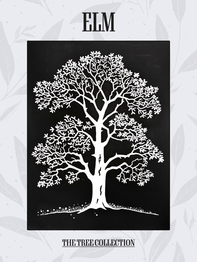 Elm Tree Simple Geometric Nature Stencil 11 Poster