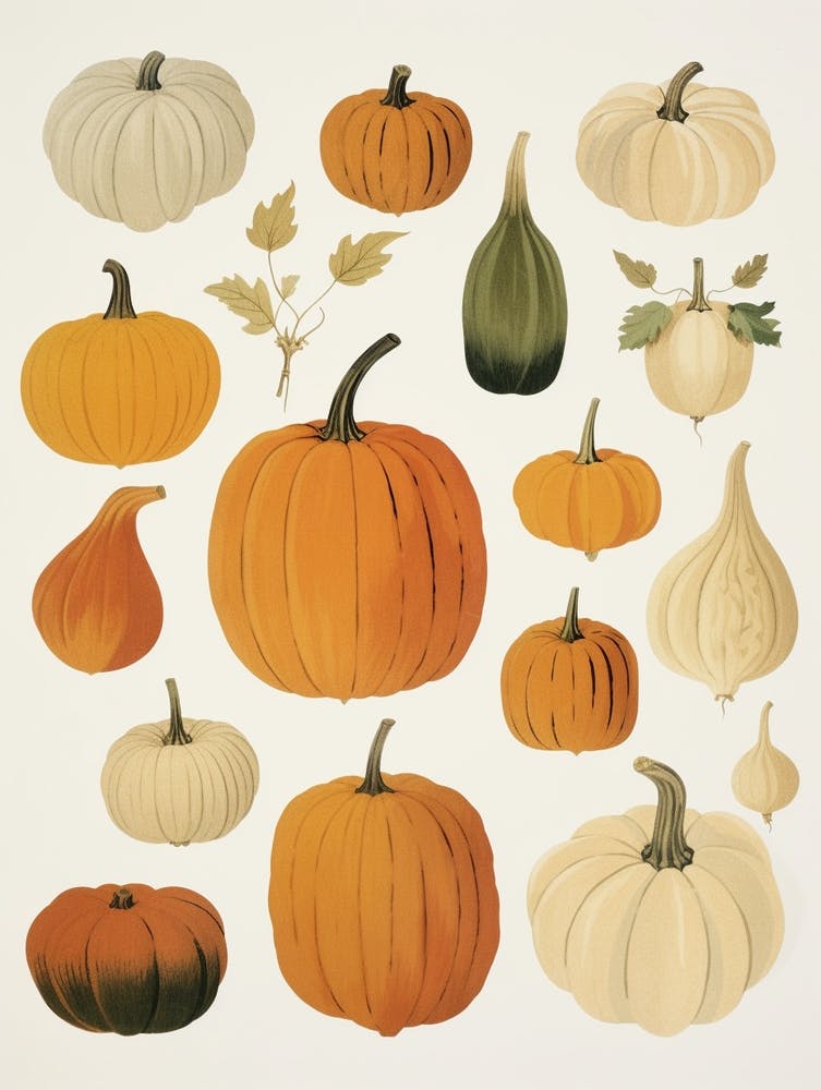 Vintage Style Pumpkin Drawing
