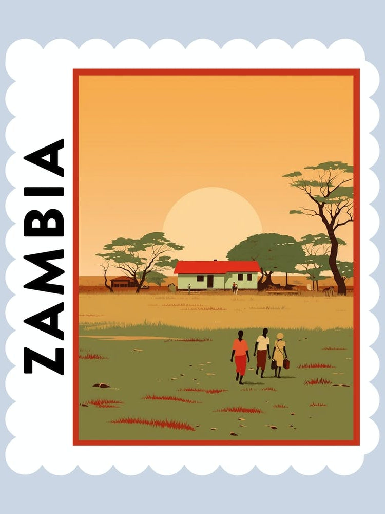 Zambia Travel Stamp Poster