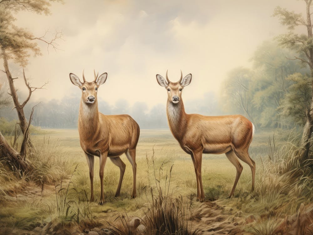 Autumn Forest Deer Painting