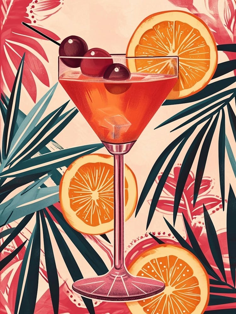 Art Deco Tropical Background Cocktail 2