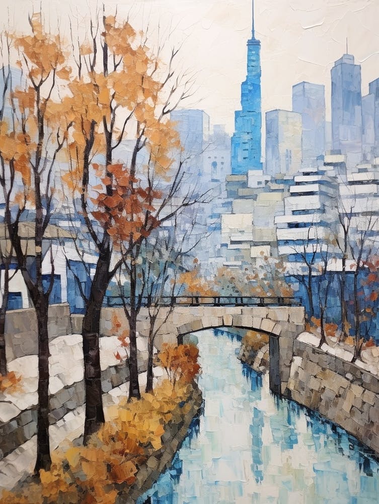Winter City Park Painting Cheonggyecheon Park Seoul 7